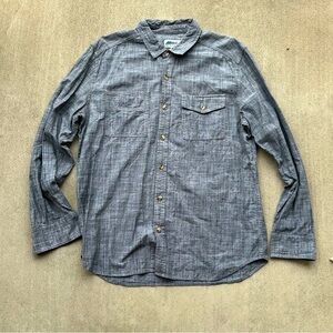 Edgevale Chambray Shirt Men Size Large Blue Raw Denim Color Work Made In USA